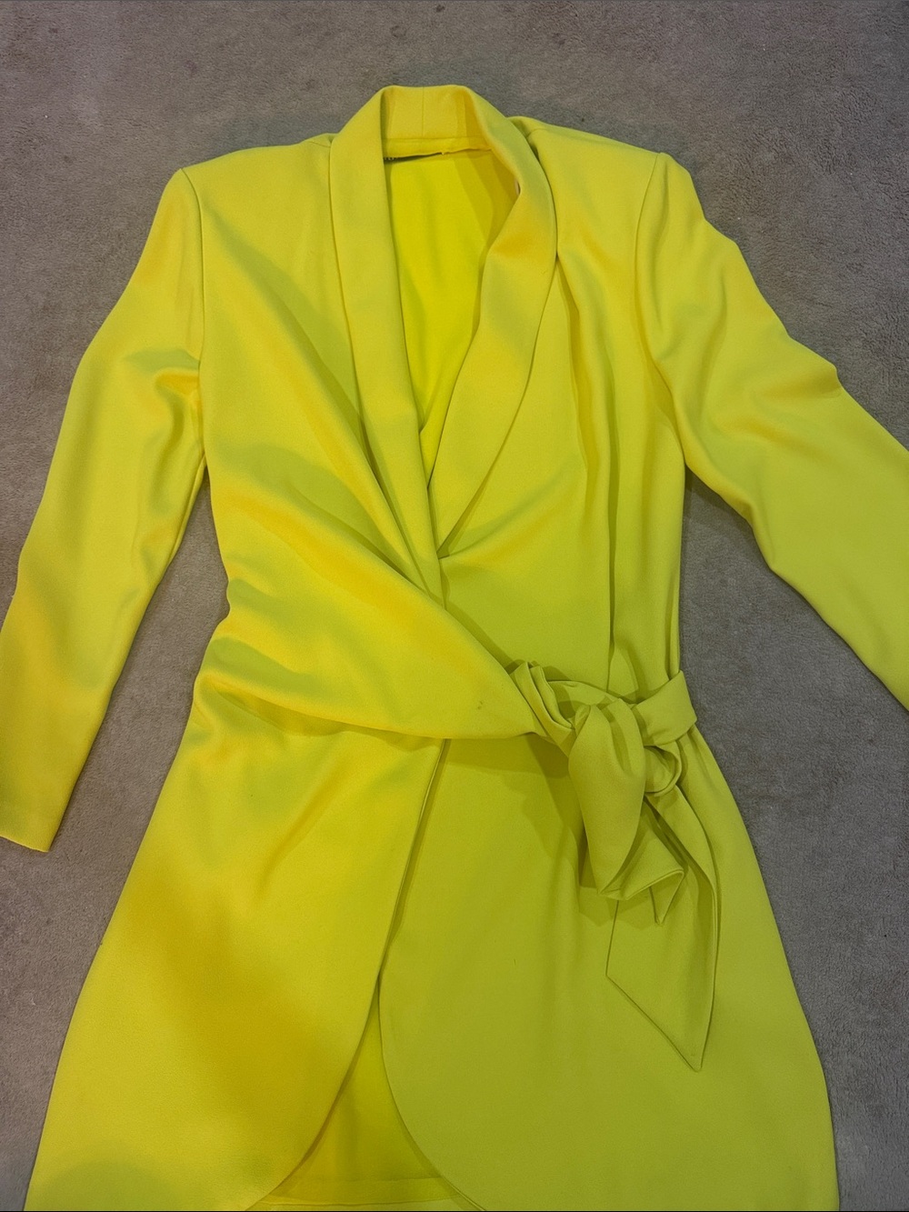 Zara Bright Yellow Wrap Dress with Tie Waist